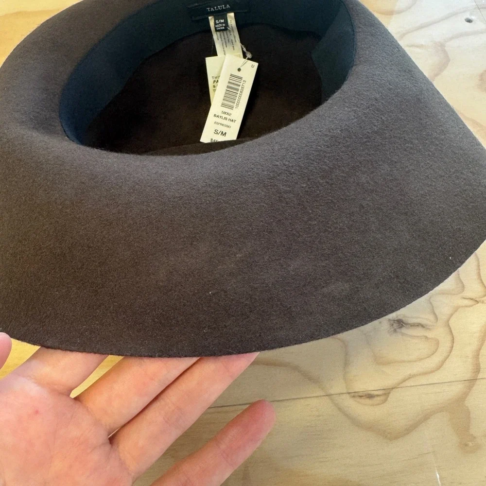 NWT Aritzia Talula Baylis Hat Espresso‎ Brown Wool Floppy Wide Brim Packable S/M